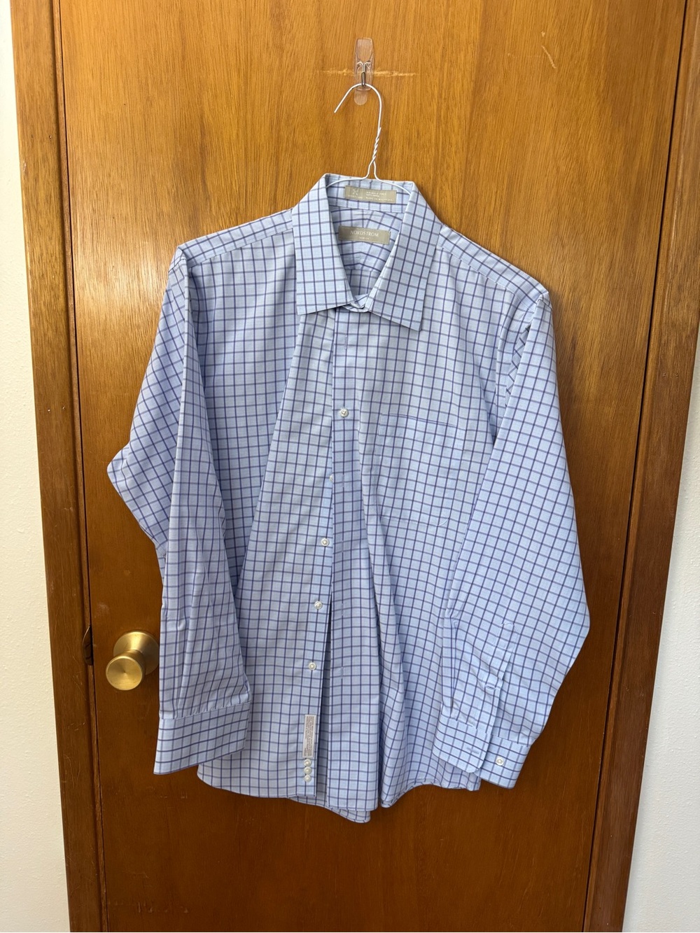 Nordstrom Men's Light Blue/Purple Checkered Dress Shirt